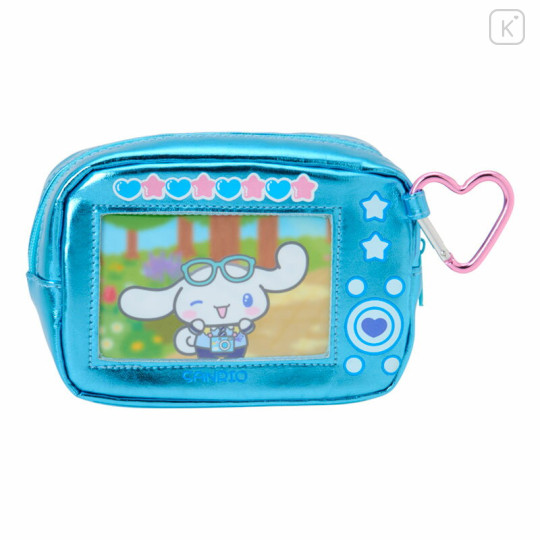 Japan Sanrio Original Metallic Pouch with Carabiner - Cinnamoroll : Academy Sparkling Journey Camera-Style - 2