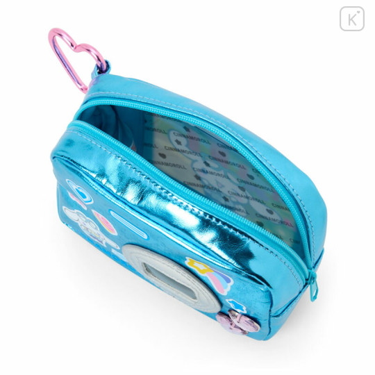Japan Sanrio Original Metallic Pouch with Carabiner - Cinnamoroll : Academy Sparkling Journey Camera-Style - 3