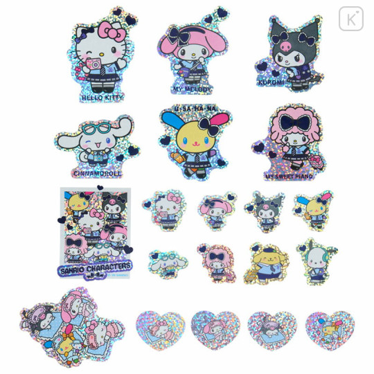 Japan Sanrio Original Flake Sticker Set & Case - Academy Sparkling Journey Glittler Student ID Card Style - 3