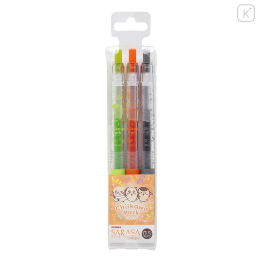 Japan Chiikawa Sarasa Clip Gel Pen Set - Kurimanju & Rakko & Shisa : Chiikawa Park - 1
