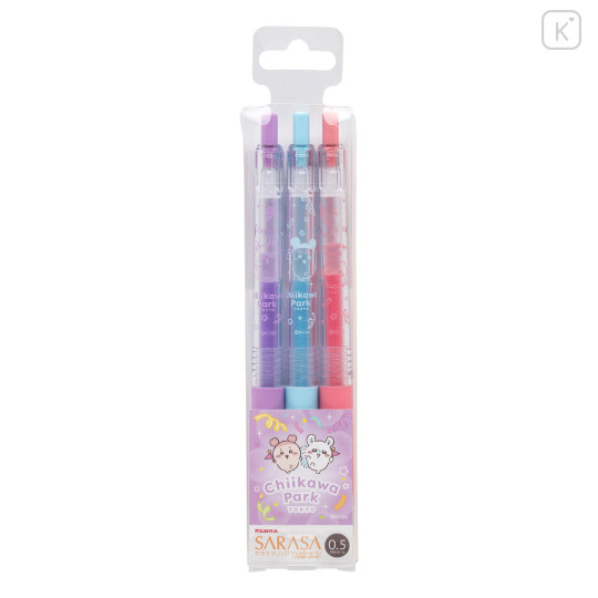 Japan Chiikawa Sarasa Clip Gel Pen Set - Furuhonya Kani-chan & Momonga : Chiikawa Park - 1