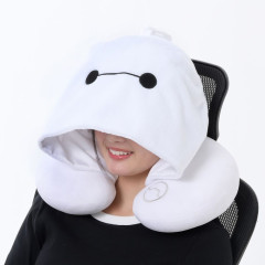 Japan Disney Store Travel Fluffy Neck Pillow Cushion - Baymax : Hood
