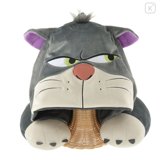 Japan Disney Store Travel Fluffy Neck Pillow Cushion - Cinderella : Cat Lucifer Hood - 3