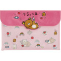 Japan San-X Original PVC Flat Clear Case with Snap Button - Rilakkuma : Rilakkuma Yuruyuru Pokapoka Warm and Cozy Pink - 1