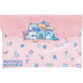 Japan San-x PVC Flat Clear Case with Snap Button - Sumikko Gurashi : Pajama Style Pink - 1
