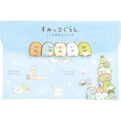 Japan San-X Original PVC Flat Clear Case with Snap Button - Sumikko Gurashi : Light Blue