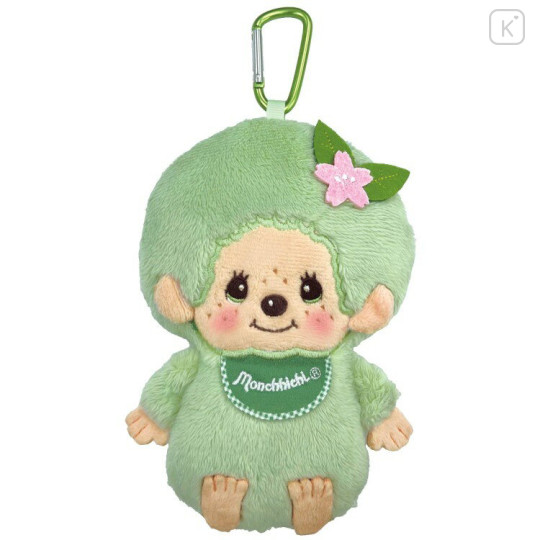 Japan Monchhichi Mascot Holder Mini Plush Pouch - Sakura Matcha - 1
