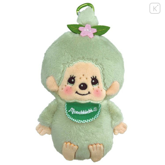 Japan Monchhichi Mascot Holder Mini Plush Pouch - Sakura Matcha Monchhichi-chan - 1