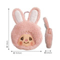 Japan Monchhichi Fluffy Mini Pouch with Carabiner - Chimutan : Smile - 2
