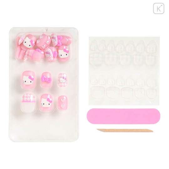 Japan Sanrio Original Nail Tips - Hello Kitty : I Love Hello Kitty Pink Houndstooth - 2