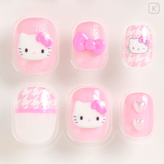 Japan Sanrio Original Nail Tips - Hello Kitty : I Love Hello Kitty Pink Houndstooth - 3