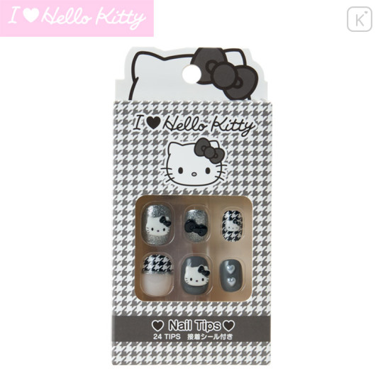 Japan Sanrio Original Nail Tips - Hello Kitty : I Love Hello Kitty Houndstooth - 1