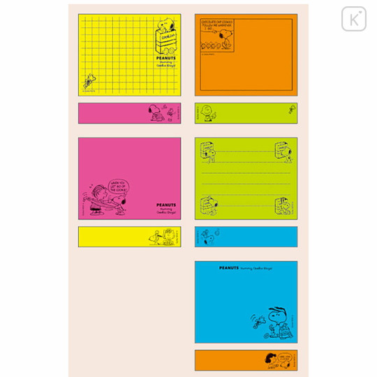Japan Peanuts Fluorescent Sticky Notes - Snoopy & Woodstock : Yummy Cookie Days - 2