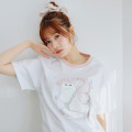 Japan Mofusand T-shirt (M) - Butterfly Momohane Cat White - 2