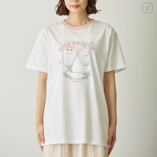 Japan Mofusand T-shirt (XL) - Butterfly Momohane Cat White - 6