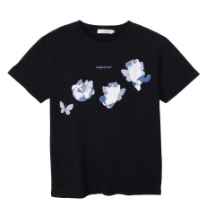 Japan Mofusand T-shirt (L) - Butterfly Irohane Cat Black