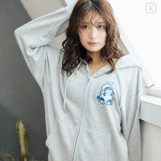 Japan Mofusand Country Check Zip Hoodie (M) - Shark Cat Gray - 4