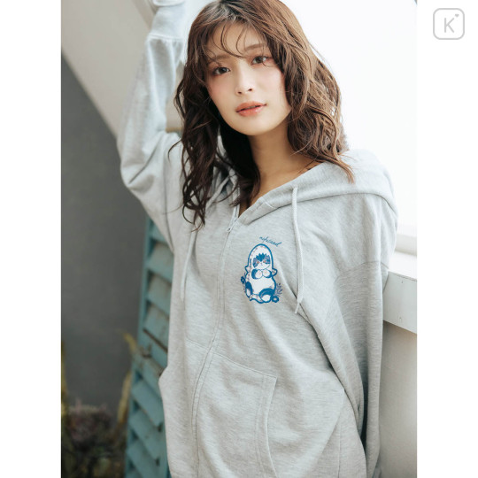 Japan Mofusand Country Check Zip Hoodie (L) - Shark Cat Gray - 3