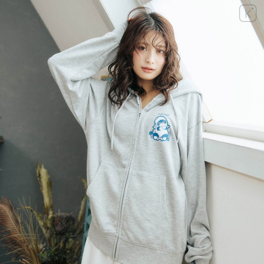 Japan Mofusand Country Check Zip Hoodie (L) - Shark Cat Gray - 5