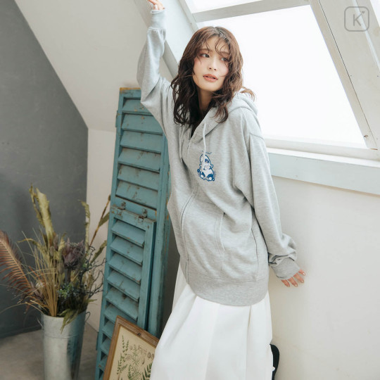 Japan Mofusand Country Check Zip Hoodie (L) - Shark Cat Gray - 6