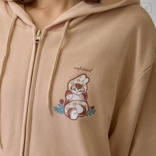 Japan Mofusand Country Check Zip Hoodie (L) - Bunny Cat Natural - 7