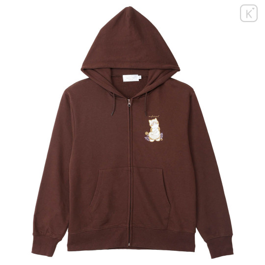 Japan Mofusand Country Check Zip Hoodie (L) - Fox Cat Dark Brown - 1
