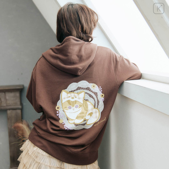 Japan Mofusand Country Check Zip Hoodie (L) - Fox Cat Dark Brown - 2