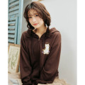 Japan Mofusand Country Check Zip Hoodie (L) - Fox Cat Dark Brown - 3