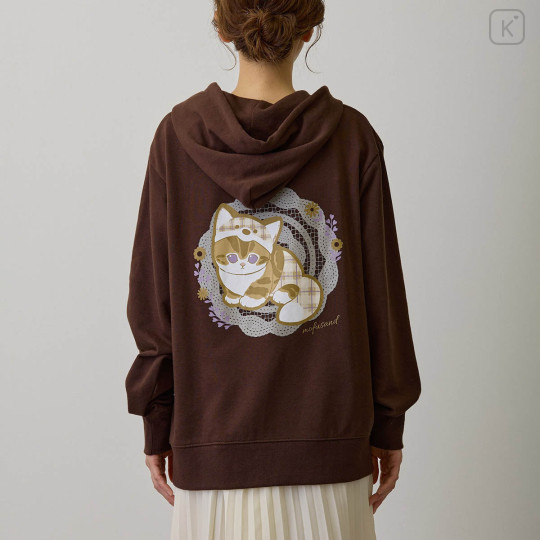 Japan Mofusand Country Check Zip Hoodie (L) - Fox Cat Dark Brown - 7