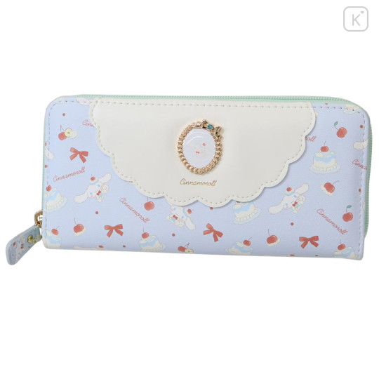 Japan Sanrio Round Zipper Long Wallet - Cinnamoroll : Sweet Cakes Collection - 1