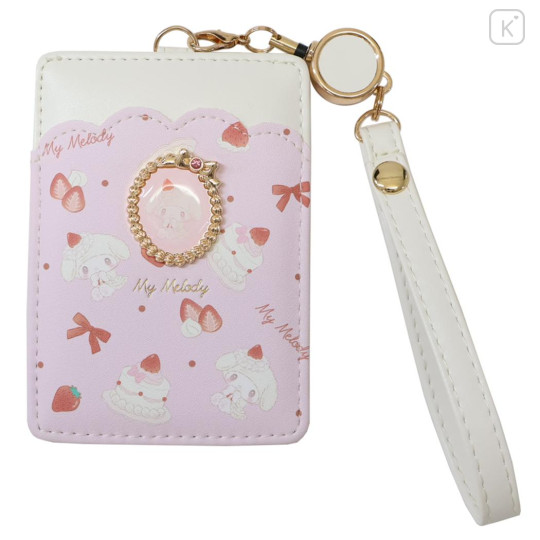 Japan Sanrio Pass Case Card Holder & Reel - My Melody : Sweet Cakes Collection - 1