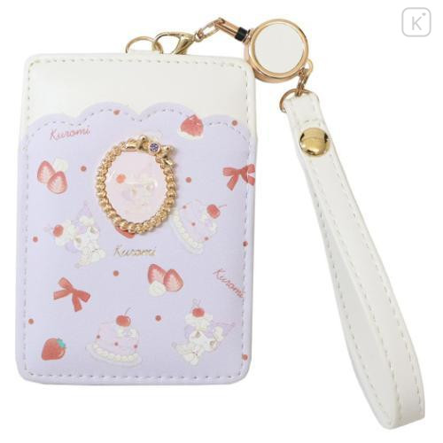 Japan Sanrio Pass Case Card Holder & Reel - Kuromi : Sweet Cakes Collection - 1