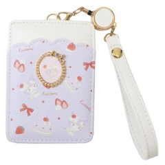 Japan Sanrio Pass Case Card Holder & Reel - Kuromi : Sweet Cakes Collection