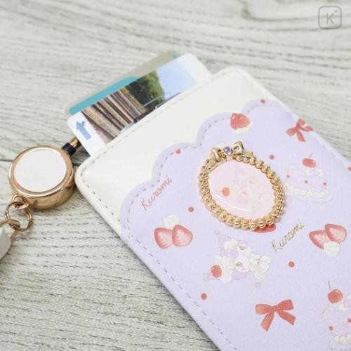 Japan Sanrio Pass Case Card Holder & Reel - Kuromi : Sweet Cakes Collection - 3