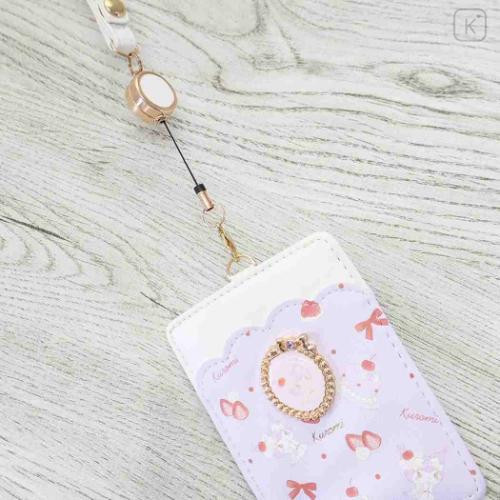 Japan Sanrio Pass Case Card Holder & Reel - Kuromi : Sweet Cakes Collection - 4