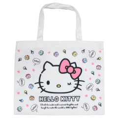 Japan Sanrio Canvas Tote Bag - Hello Kitty : Wink Heart Pink