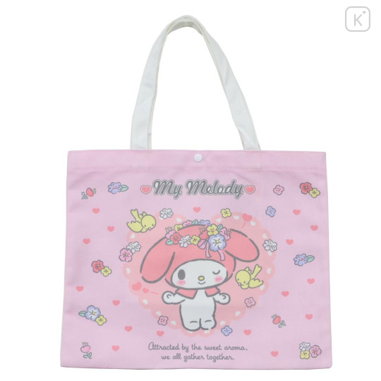 Japan Sanrio Canvas Tote Bag - My Melody : Wink Pink - 1