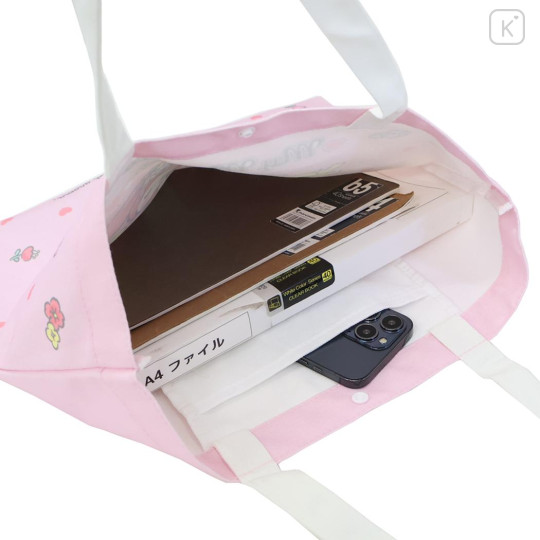 Japan Sanrio Canvas Tote Bag - My Melody : Wink Pink - 3
