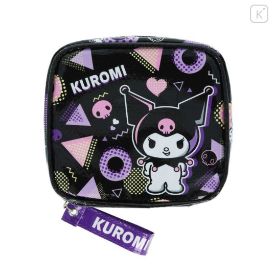 Japan Sanrio Mini Square Pouch - Kuromi : Donut Black - 1