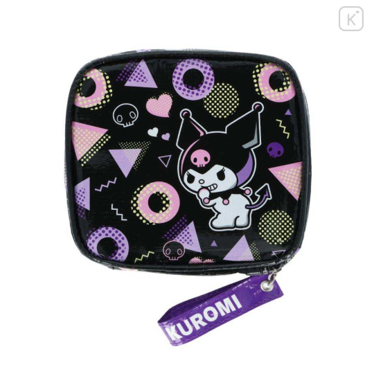 Japan Sanrio Mini Square Pouch - Kuromi : Donut Black - 2