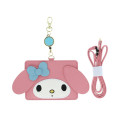 Japan Sanrio Pass Case Card Holder with Retractable Reel Neck Strap - My Melody : Face - 1