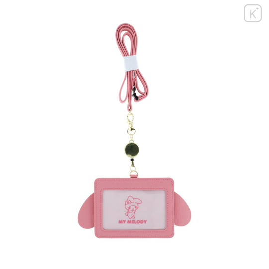 Japan Sanrio Pass Case Card Holder with Retractable Reel Neck Strap - My Melody : Face - 2