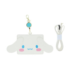 Japan Sanrio Pass Case Card Holder with Retractable Reel Neck Strap - Cinnamoroll : Face