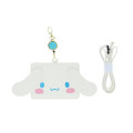 Japan Sanrio Pass Case Card Holder with Retractable Reel Neck Strap - Cinnamoroll : Face - 1