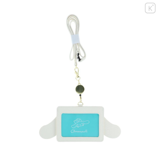 Japan Sanrio Pass Case Card Holder with Retractable Reel Neck Strap - Cinnamoroll : Face - 2