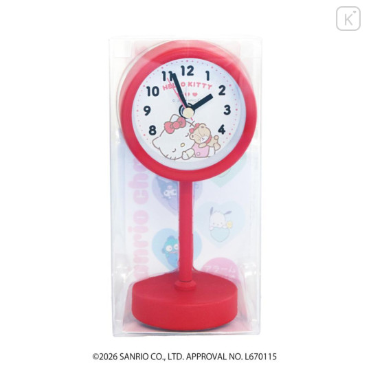 Japan Sanrio Decorative Table Alarm Clock on Stand - Hello Kitty & Tiny Chum - 2