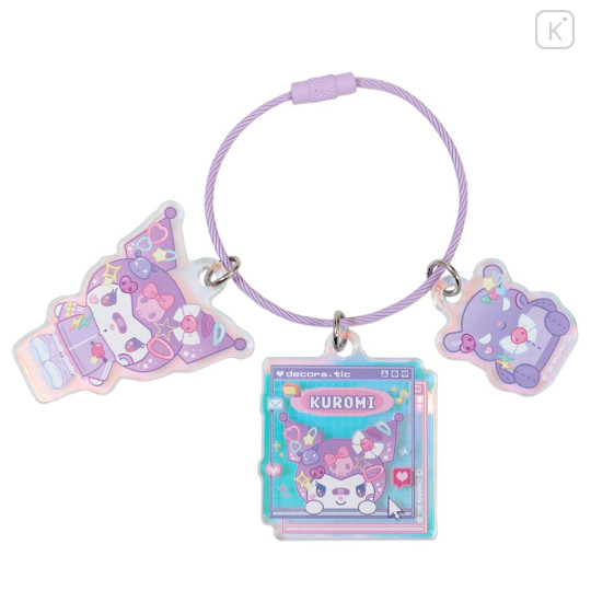 Japan Sanrio Wire Key Ring Charm Keychain - Kuromi : Aurora Decora-chic - 1