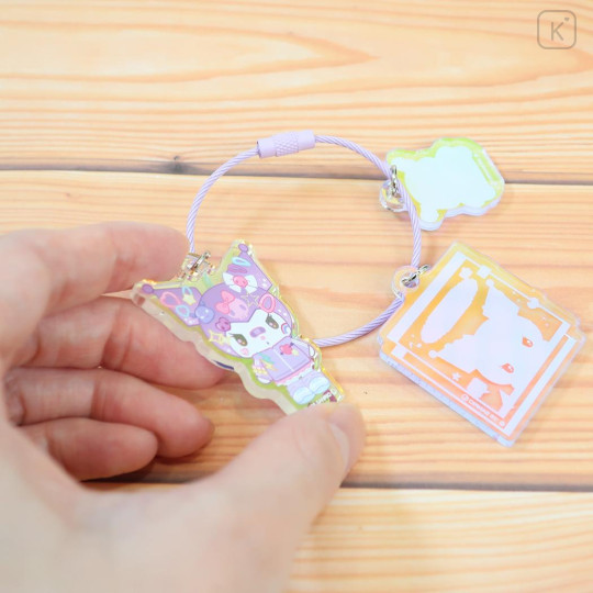 Japan Sanrio Wire Key Ring Charm Keychain - Kuromi : Aurora Decora-chic - 2