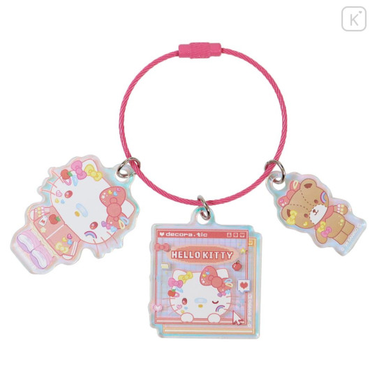 Japan Sanrio Wire Key Ring Charm Keychain - Hello Kitty : Aurora Decora-chic - 1