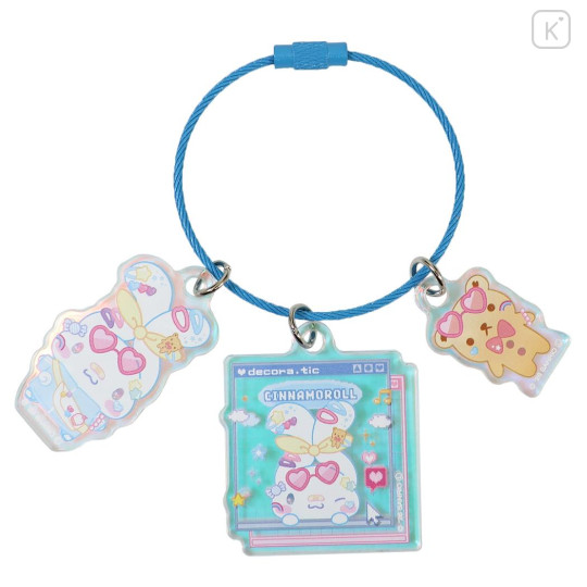 Japan Sanrio Wire Key Ring Charm Keychain - Cinnamoroll : Aurora Decora-chic - 1